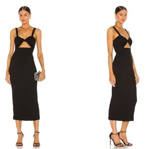 Simone fitted Elegant Black Midi Dress